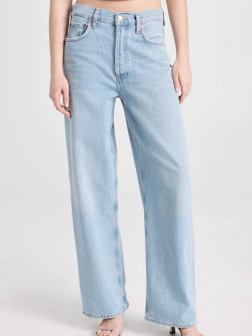Agolde Light Wash Low Slung Baggy Wide Leg Jeans Size 25